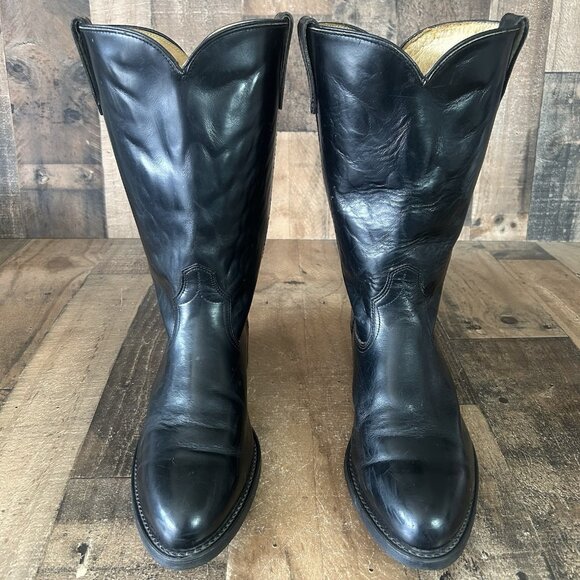 Acme Vintage Black Oil Resistant Western Cowboy Boots Mens 10.5 EW - Picture 1 of 12